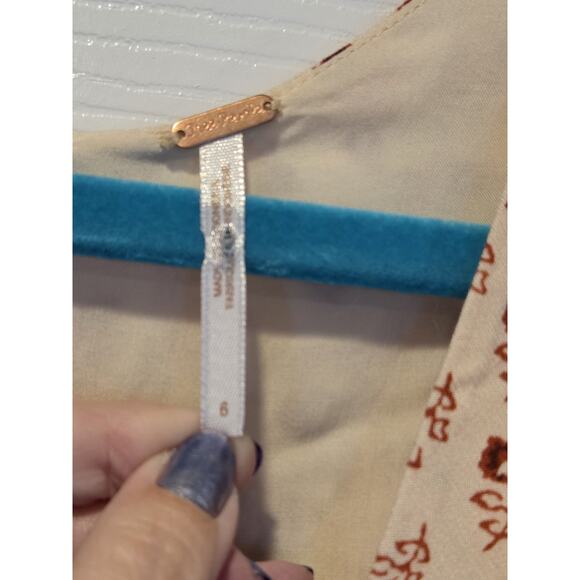 Free People Bella Notte Midi Dress Pink Combo, Boho Cottagecore Prairie | 6 EUC - Picture 3 of 13